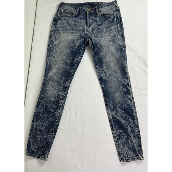 TRUE RELIGION Jennie Curvy Skinny Jean Marbled Stone Acid Wash‎ Women's Size 29